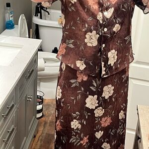 Authentic 1990’s Vintage Floral Button-Up Top and Dress Set
